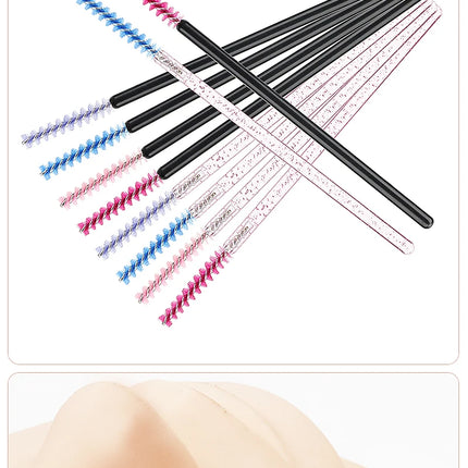 NEW 50Pcs Makeup Eyelash Brushes Disposable Crystal Eyebrow brush Diamond Handle Mascara Wand Applicator Lashes Extension Tools