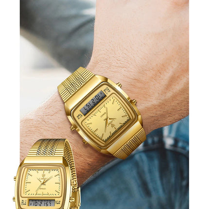 LIEBIG Luxury Dual Display Time Quartz Watches For Men Women Fashion Outdoor Sports Week Waterproof Digital Wristwatches Clocks