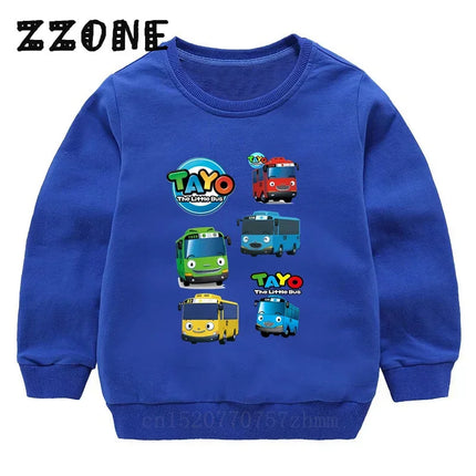 Hot Sale Kids Sweatshirts Tayo the Little Bus Print Cartoon Children Hoodies Funny Baby Pullover Outwear Tops Girls Boys Clothes