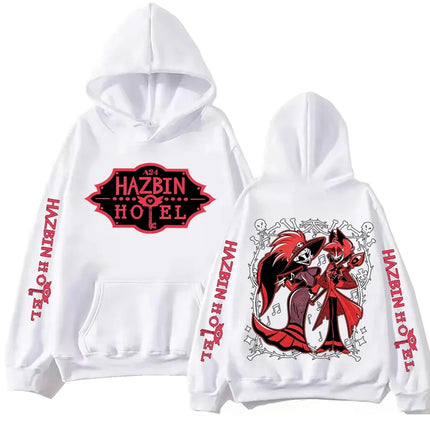 Anime Hazbin Hotel Peripherals Vox Angel Dust Graphic Print Hoodie Harajuku Pullover Man Woman Loose Casual Oversized Sweatshirt