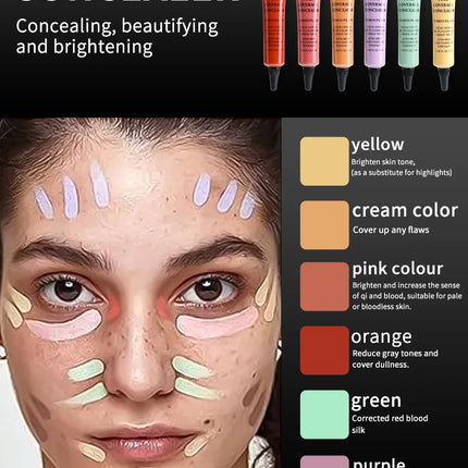 Full Coverage Waterproof Liquid Concealer LongLasting Oil Control Green Purple Orange Contour Matte Nude Facial Concealer Makeup