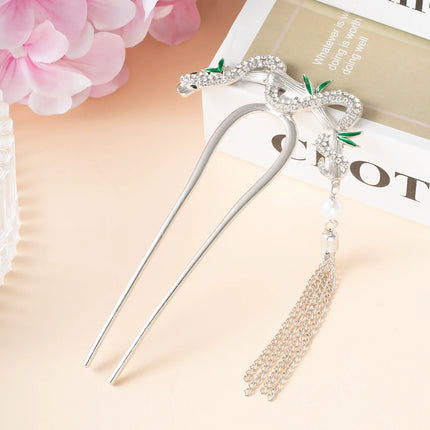 Serpentine U-Shaped Hair Stick Hairpin Snake Butterfly Tassel Hair Stick New Coiled Hair Alloy Women Jewelry Hair Accessories