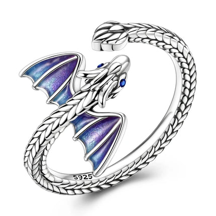 Opening Ring 925 Original Silver Adjustable Three-color Butterfly Fire Dragon Ring Fashion Jewelry Birthday Gift For Women