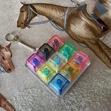 New DIY Keyboard Fidget Keychain Keys Button Relief Stress Clicker Toy Keycap 9Keys Finger Keyboard Cap Adult Keycap