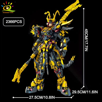 HUIQIBAO SunWuKong Warrior Mech Robot Building Blocks MOC Chinoiserie Action Figure Brick Children City Construction Display Toy