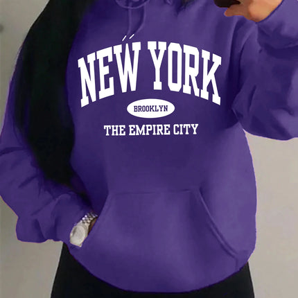 New York City Brooklyn Creative Letter Printed Female Hoodies Multicolor Loose Hoody Y2K Street Sportswear Fleece Hoodie Unisex