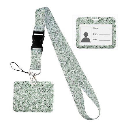 Flower design Lanyard Business Credit horizontal Card Holder Neck Strap Keychain Hang Rope ID Badge Holder Lariat Lasso