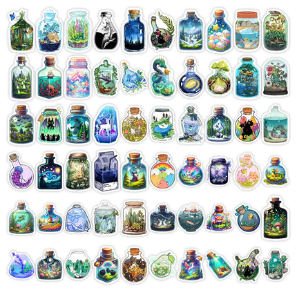 Bottle Microscopic Scenery Stickers Fantasy DIY Kids Toy Gift Decal for Phones Luggage Decorative Designs  Laptops Waterproof