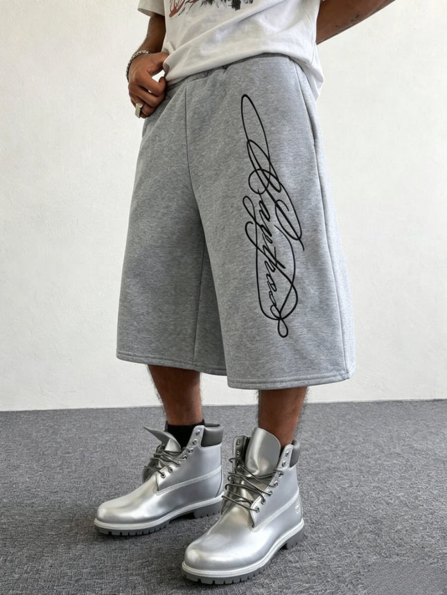 Men's Street Style Sports Shorts with British Signature Print Suitable for Outdoor Music Festivals Casual Outings on The Streets