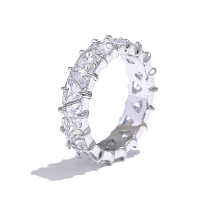 Yhpup Stainless Steel Delicate Bling Heart Cubic Zirconia Fashion Shiny Ring for Women High Quality Temperament Premium Jewelry