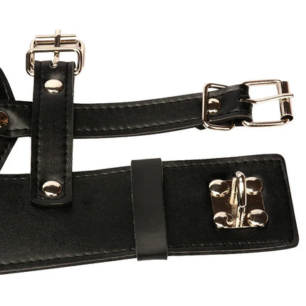 Sex BDSM Bondage Headband with Zipper Lock Sex Mask Headwear Adult Games Foreign Trade Leather with Lock Hat Sex Toys