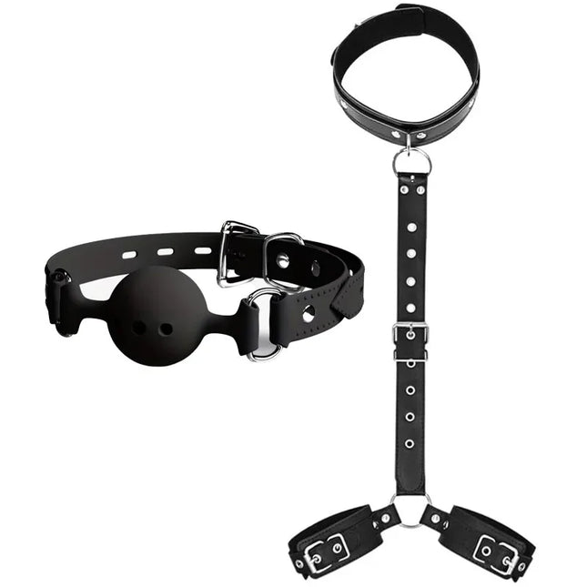 Bondage Kit BDSM Restraints Silicone Mouth Gag Sex Toys For Couples Women Slave Collars Obedience Handcuffs Collars Adult Game18