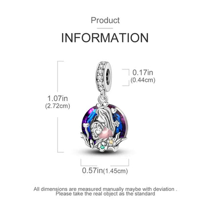 100% 925 Sterling Silver Blue Round Crystal Life Tree Angel Star Moon Pendants Charms Fit 925 Original Bracelets DIY Jewelry