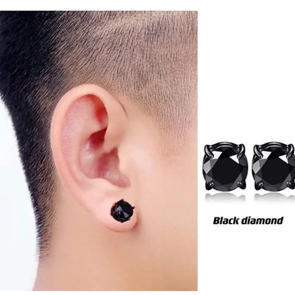 1Pairs Crystal Strong Magnetic Ear Stud Clip Earrings for Men and Women Punk Round Zircon Magnet Earrings Non Piercing Jewelry