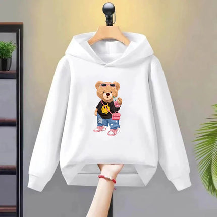 Fashion Bear Children's Hoodies tops 3-12 year Boy black Girls pink Casual Toddle Sweatshirr child Age 2-12 Spring Autumn Coat