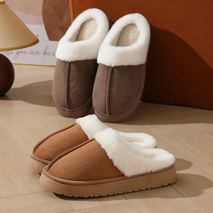 Asgard Plush Women Slippers Thick Sole Non-slip Outdoor Fuzzy Slides Winter New Fur Collar Cotton Shoes Winter Warm Home Slipper