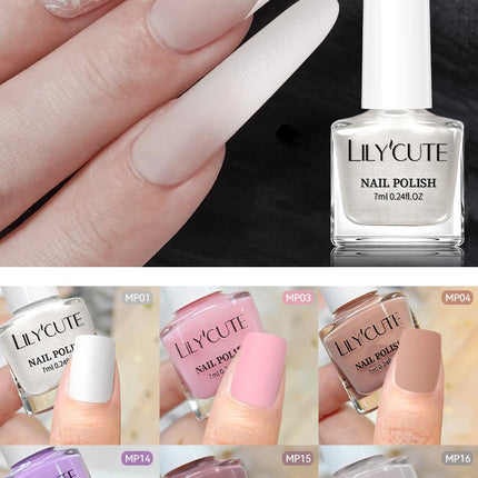 LILYCUTE 7ml 28 Colors Matte Nail Polish Pink Coffee Brown Air Dry No Need Cure Nail Art DIY At Home Manicure Design