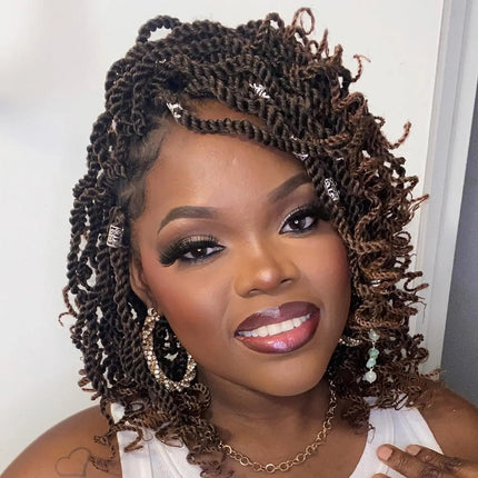 1/3/8 Packs 15-120 Strands Senegalese Twist Crochet Hair Kinky Twist Crochet Braiding Hair with Curly Ends Rope Twist Synthetic
