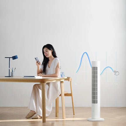 MIJIA Smart DC Frequency Conversion Tower Fan 2nd,150° Oscillating Standing Fans For Room,4 Speed,3 Mode,CN Version With Adapter