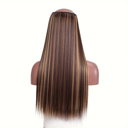 Synthetic Of The Line Type Hair Extensions Straight Hair Wig Piece One Piece With Invisible Fish Line Transparent Wire