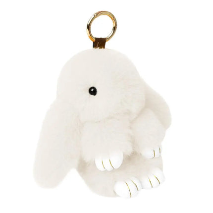 Cute Long Ear Bunny Keychain Real Mink Fur Rabbit Doll Charm Toys Ornament Keyring Jewelry Pompom Pendant Gifts Handbag Plu C9M0