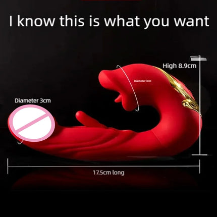 3In1 Telescopic Rotating Vibrators Dildo GSpot Clitoral Dual Stimulator Waterproof Women Tongue Licking Finger-Flapping Sex Toys