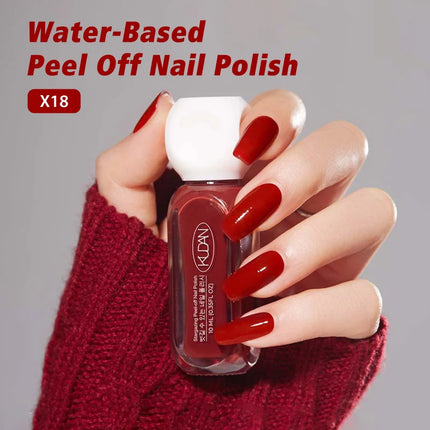 2pcs/set 10ml Water-Based Peel-Off Nail Polish Kit Red Pink Long Lasting Quick Drying No Lamp Needed Nail Art Nail Supplies