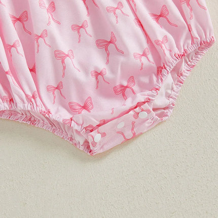 Summer Newborn Baby Rompers Infant Bow Print Letter Embroidery Sweet Girls Sleeveless Jumpsuits Baby Fashion Clothes 0-18M