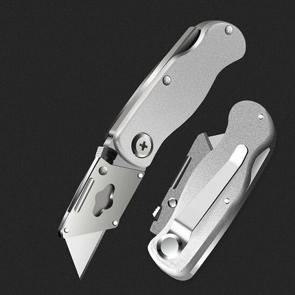 Metal Stainless Steel Folding Box Cutter Knife Self-Locking Design Sharp unboxing knife couteau pliant Art Supplies Stationery