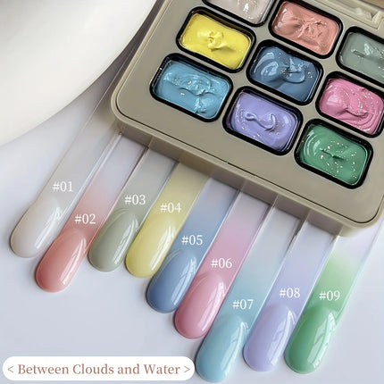 MORDDA 9 Colors Patting Glue Smudge Canned High Saturation Popular Semi-Solid Nail Polish Glue Women's Salon Manicure DIY