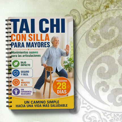 Spanish Version Seated Tai Chi Practice Book for Seniors & Beginners Spiral-Bound Martial Arts Exercise Manual with Progressive