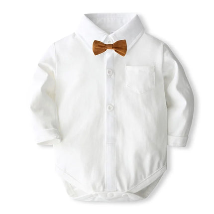 Pudcoco Newborn Baby Boys 3Pcs Gentleman Outfits Long Sleeve Bowtie Romper + Suspender Pants + Hat Set Infant Clothes 0-24M