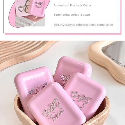 Gege Bear 2-in-1 Highlighter Blush Powder With a Powder Puff Multi-functional Makeup Brightening Natural Matte Makeup