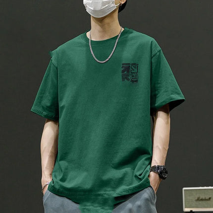 Vintage Short Sleeve Loose Tops Tees Men's Summer New Solid Youth All-match Street Casual T Shirts Fashion Trend Men Clothing
