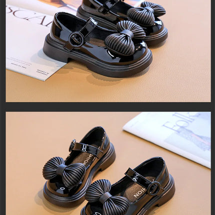 2025Autumn New Kids Leather Shoes Fashion Cute Girl Shoe Anti Slip Soft Comfor Kid Casual Shoes Exquisite Elegant Retro Princess
