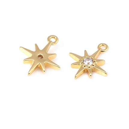 18K Gold Color Brass  Zircon Star Charms Pendants Jewelry Necklaces Earrings Bracelets Making Supplies Diy Findings Accessories