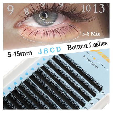 AGUUD J B C D Volume Individual Eyelash Extension Lashes Matte Black Natural Soft 5-7mm Lower Lash Bottom Silk Makeup Lash Cilos