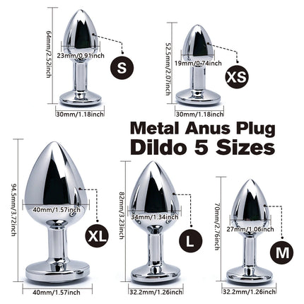 5 Size butt plug Metal anal plug Jewelry base beginner to expert G-point massage dildos adult women toys adult men toys