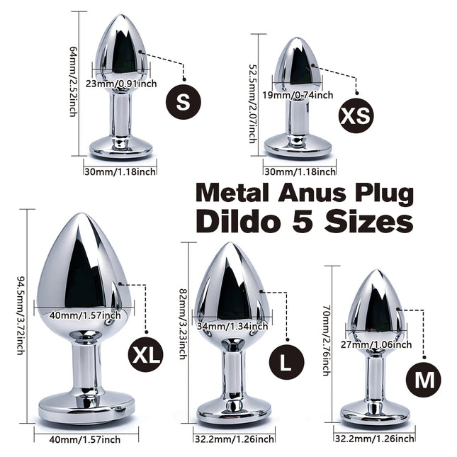 5 Size butt plug Metal anal plug Jewelry base beginner to expert G-point massage dildos adult women toys adult men toys