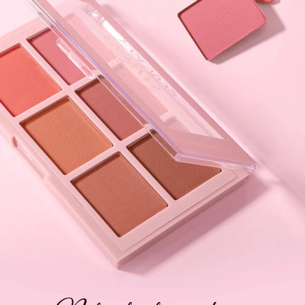 Long Wear Blush Makeup Palette Buildable Color Velvet Finish Face Powder Cheek Contouring Brightening