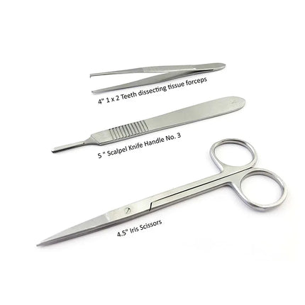 22 Piece Stainless Steel Dissection Kit for Medical Suture Practice Surgical Training Students and Professionals