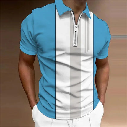 Men's Tops Polo Golf Men's King Print T Shirt High Quality Turndown Short Sleeve Zipper Pullover Original Golf Wear Men Clothing