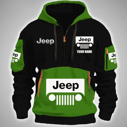 JEEP's new health fabric and fleece men's multi-pocket zipper sweatshirt is a 3D trendy NFL sweatshirt for export
