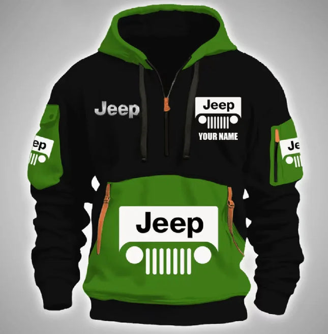 JEEP's new health fabric and fleece men's multi-pocket zipper sweatshirt is a 3D trendy NFL sweatshirt for export