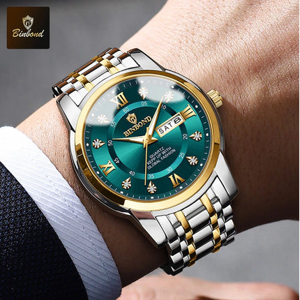 BINBOND Hot New Luxury Fashion Men's Watch Waterproof Luminous Week Date Sport Watch Men's Business Quartz Watch Relogio Masculino