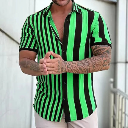 Hawaiian Men's Shirt Summer Fashion Sexy Striped Printed Shirts For Men Casual Tops Tee Male Clothing Oversized Camisa