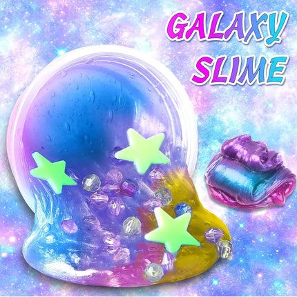 Magical Starry Sky DIY Slime Kit Fluffy Bubble Slime Fun Sensory Play Supplies for Kids Craft Party Birthday Gifts