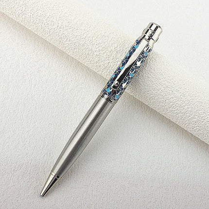 Metal Ballpoint Pen Retractable Signature Pen Crest Style Metal Housing Black Ink Medium Point 0.7mm Smooth Writing