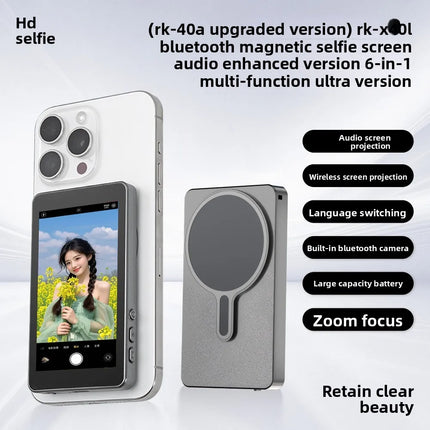 Vlog Selfie Monitor Screen,Wireless 4K/1080p Back Camera Monitor for iPhone & Android, Built-in Speaker for YouTube TikTok Live