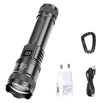 High Power LED Flashlights Built-in battery USB Rechargeable Strong Hand Light Multifunctional Torch Lamp For Emergency Camping